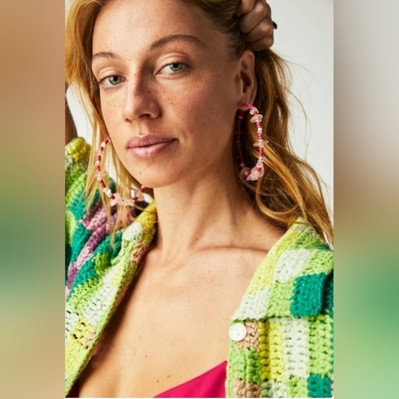 Free People,  Karma Hoop Earrings, Pink - NWT!!! - Picture 1 of 6